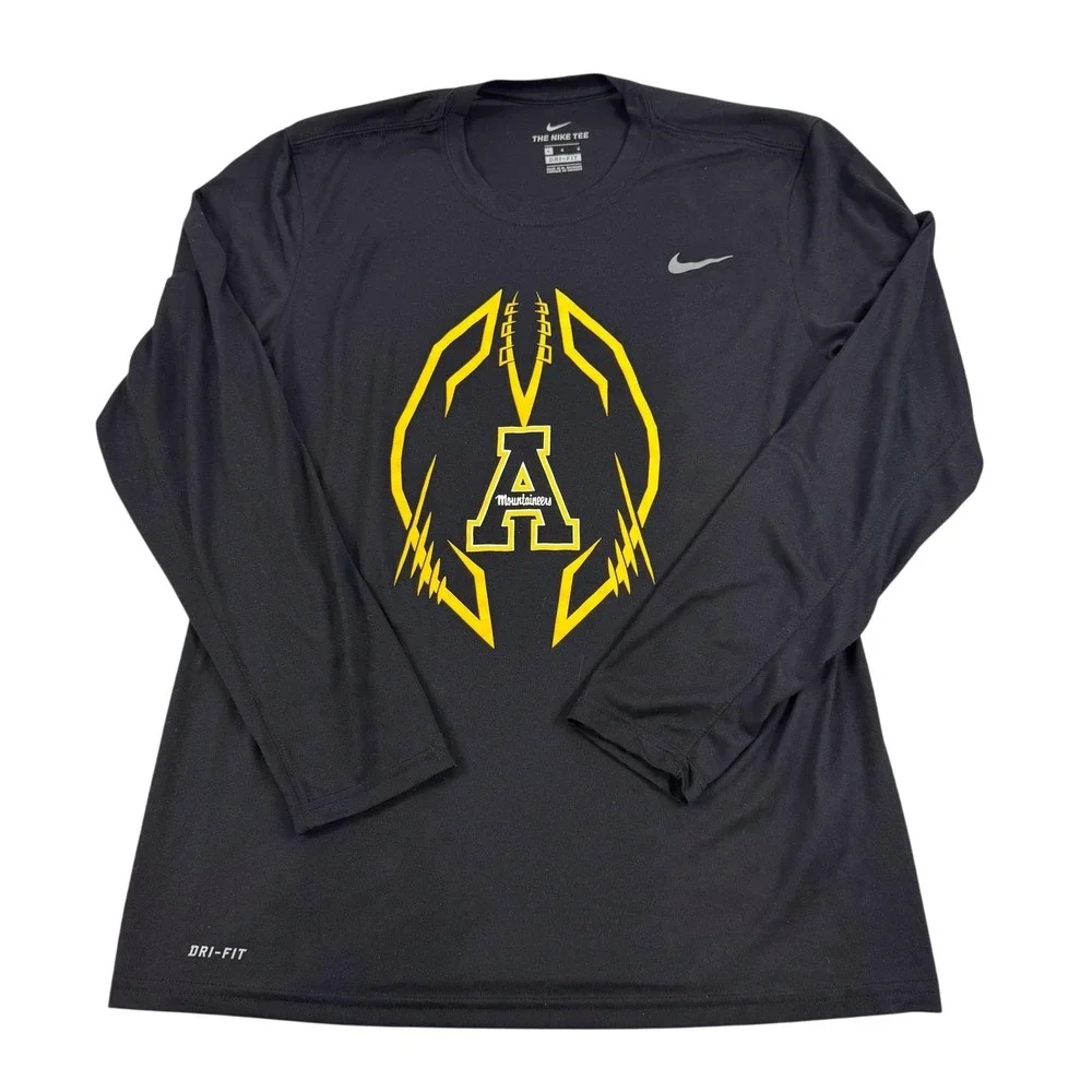 Appalachian State Mountaineers Shirt Mens Large Black Football Nike Dri Fit LS